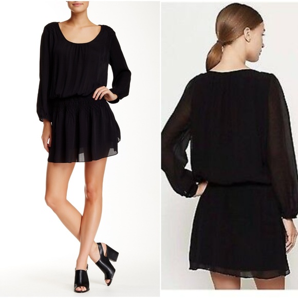 Joie Silk Black Blouson Dress With A Slip - Picture 3 of 6